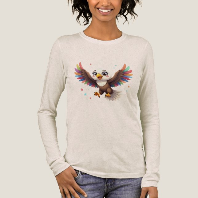 Cute Cartoon Eagle Flying – Friendly Vector Art T Shirt (Framsida)