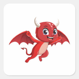 Cute cartoon flying devil fyrkantigt klistermärke