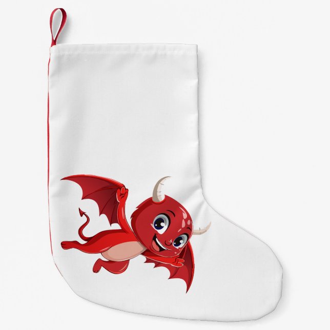 Cute cartoon flying devil liten julstrumpa (Framsidan)