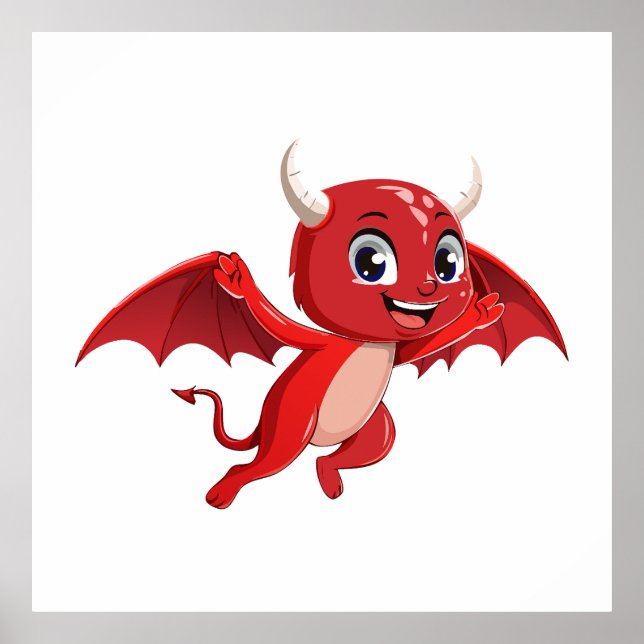 Cute cartoon flying devil poster (Framsidan)