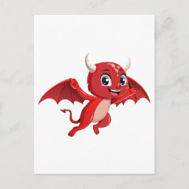 Cute cartoon flying devil vykort