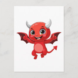 Cute cartoon flying devil vykort