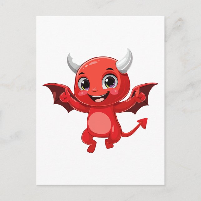 Cute cartoon flying devil vykort (Framsida)