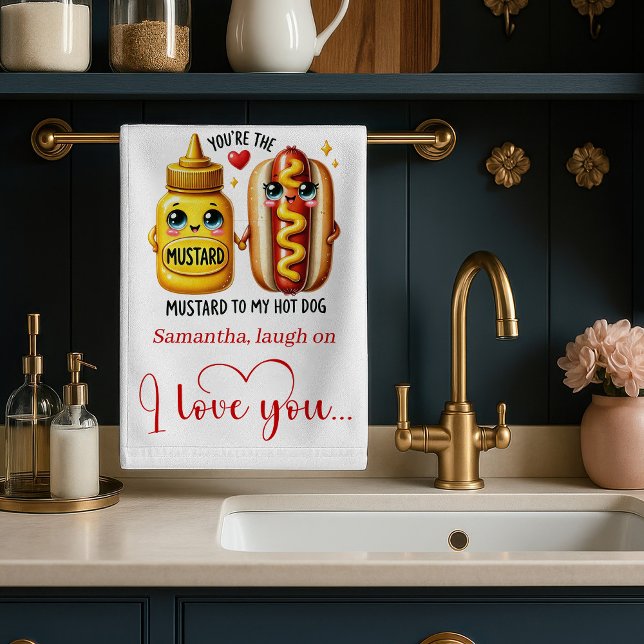 Cute Cartoon Food Towel Custom Name Valentine Kökshandduk (Cute Cartoon Food Towel Custom Name Valentine)