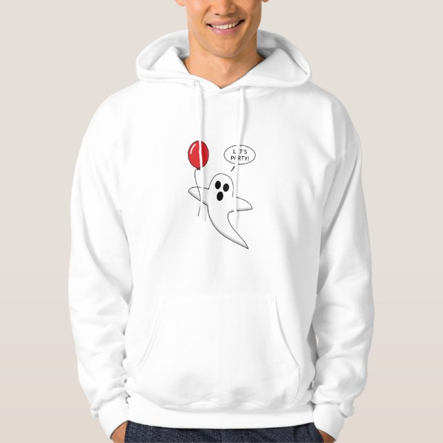 Cute Cartoon Ghost with Red Balloon Hoodie (Framsida)