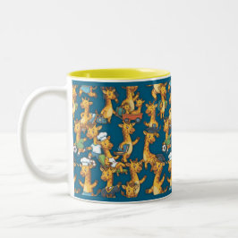 Cute Cartoon Giraffe Roles Seamless Pattern Art Två-Tonad Mugg