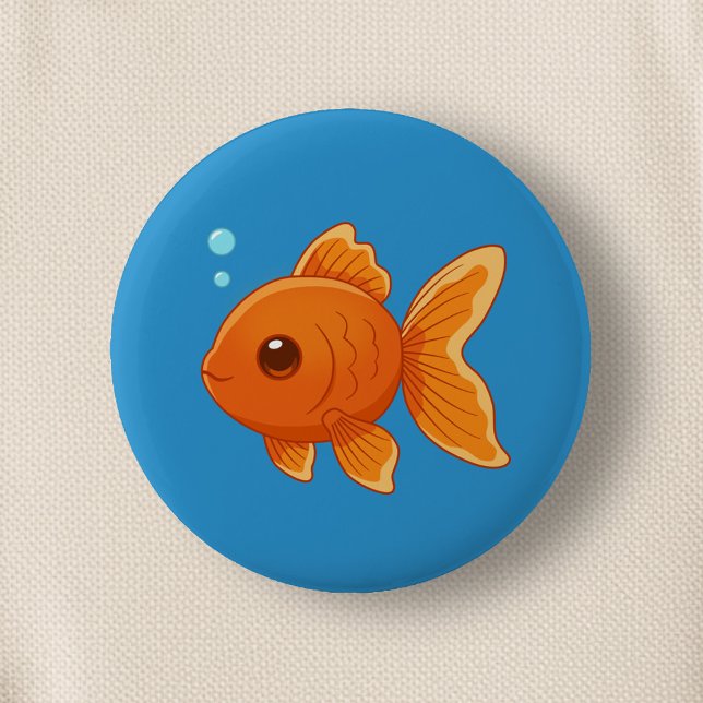 Cute Cartoon Goldfish on Blue Knapp (Skapare uppladdad)