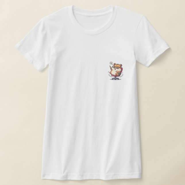 Cute Cartoon Hamster Spinning in Office Chair with T Shirt (Laydown)