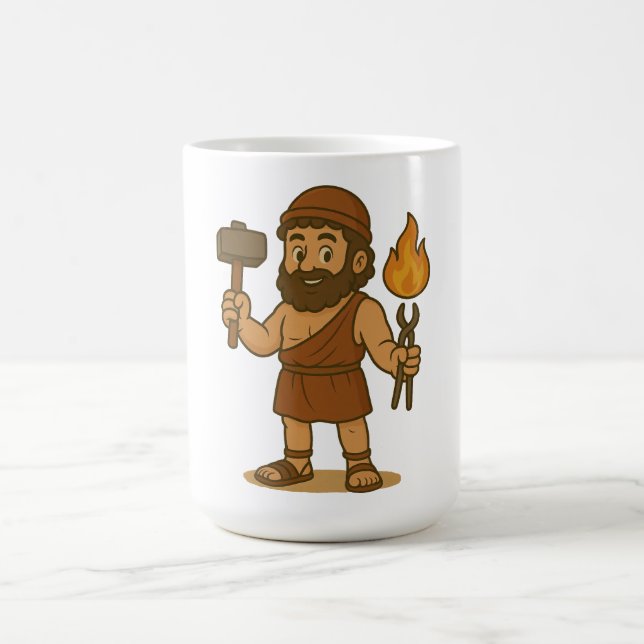 Cute Cartoon Hermes Greek Mythology Kaffemugg (Center)