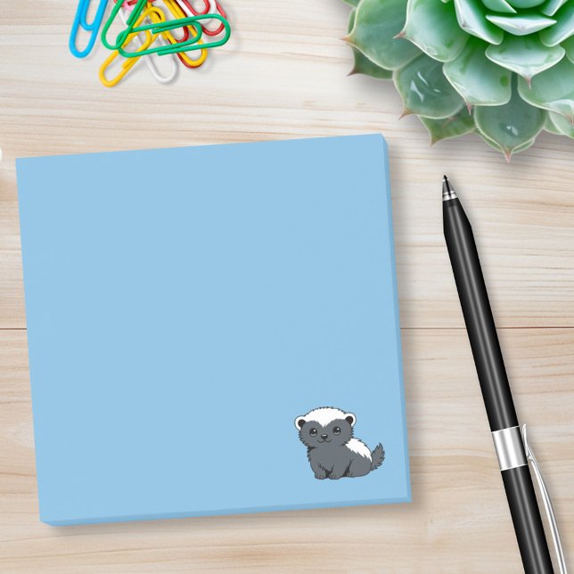 Cute Cartoon Honey Badger Blue Post-it Block (Skapare uppladdad)