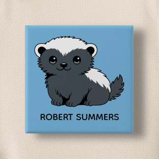 Cute Cartoon Honey Badger Custom Name Blue Knapp