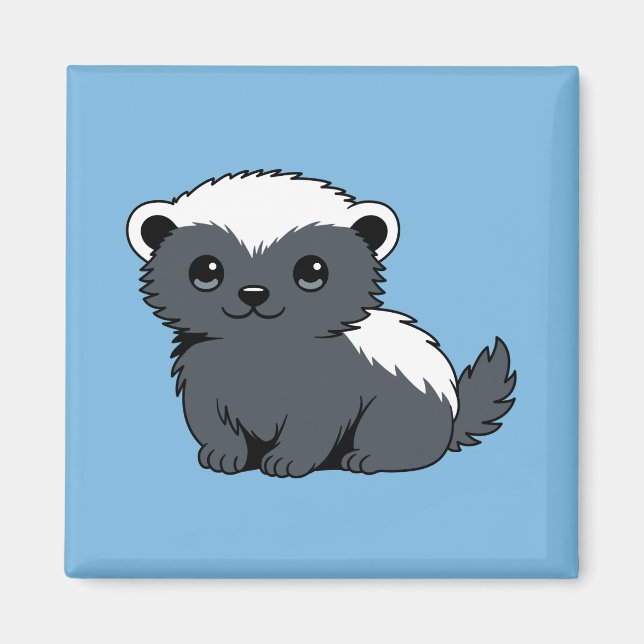 Cute Cartoon Honey Badger on Blue Magnet (Framsidan)