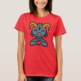 Cute Cartoon Horned Creature Love Heart Sign T Shirt