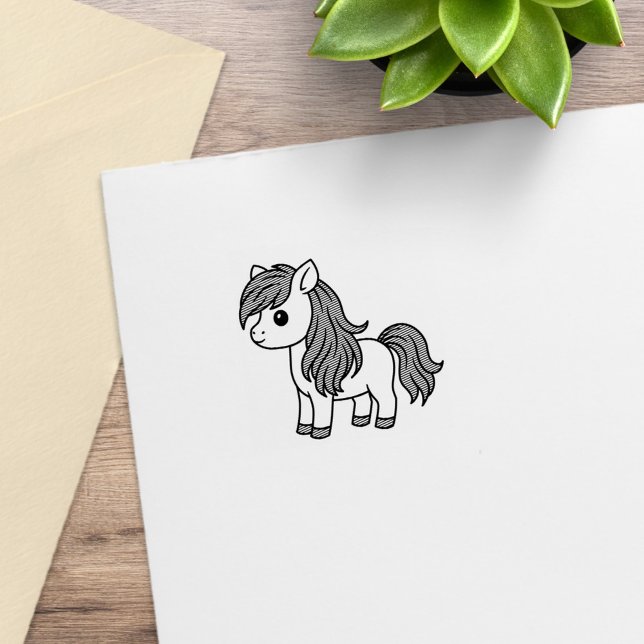 Cute Cartoon Horse Pony 1x1 Stämpel (Skapare uppladdad)