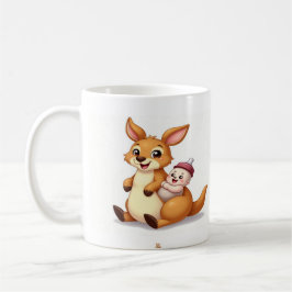 Cute Cartoon Kangaroo with Baby and Milk Bottle -  Kaffemugg