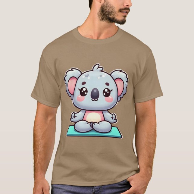 Cute Cartoon Koala in Yoga Pose friends T Shirt (Framsida)