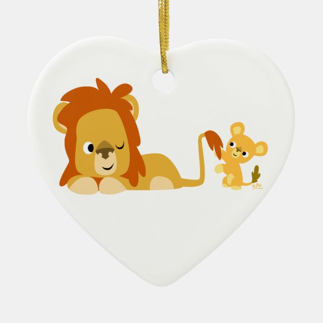 Cute Cartoon Lion Dad and Cub Ornament (Framsidan)