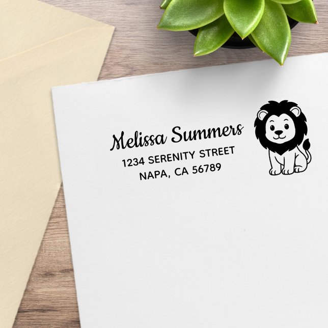 Cute Cartoon Lion Return Address Stämpel (Skapare uppladdad)