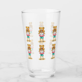 Cute Cartoon Man with Giant Teddy Bear Summer Fun Glaskopp