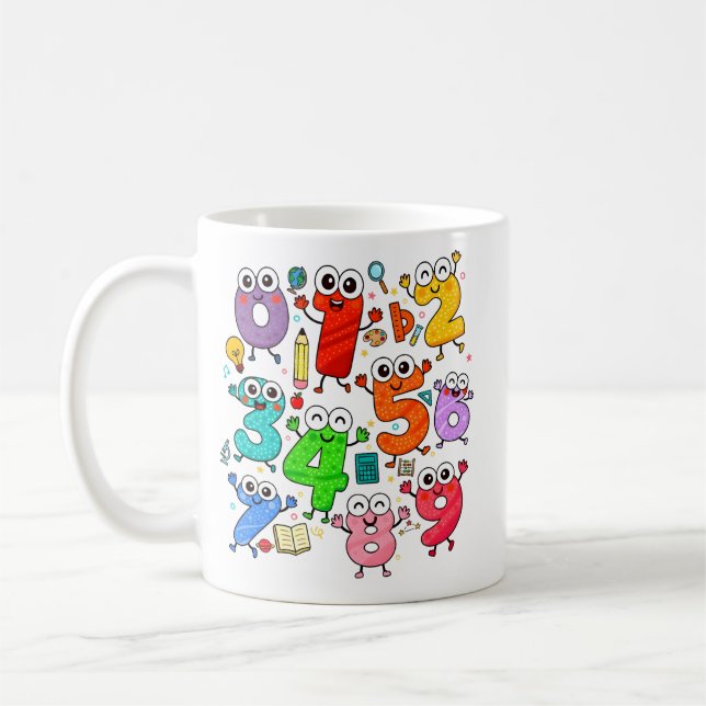 Cute Cartoon Numbers Maths Mug for Kids Kaffemugg (Vänster)