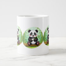 Cute Cartoon Panda on Bamboo Patch