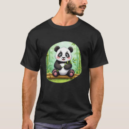 Cute Cartoon Panda on Bamboo Patch T Shirt