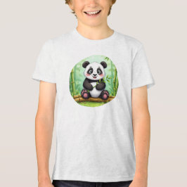Cute Cartoon Panda on Bamboo Patch T Shirt