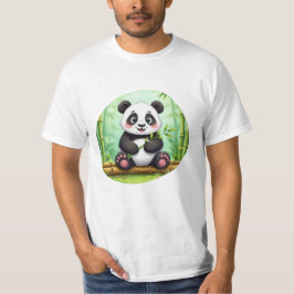 Cute Cartoon Panda on Bamboo Patch T Shirt