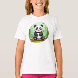 Cute Cartoon Panda on Bamboo Patch T Shirt