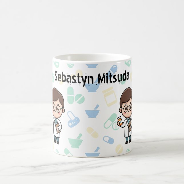 Cute Cartoon Pharmacist Personalized Mug | Custom  Kaffemugg (Center)