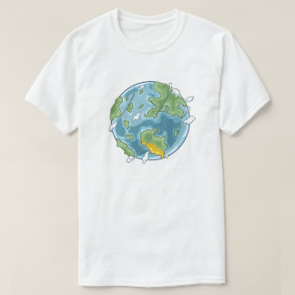 Cute Cartoon Planet Earth Eco-Friendly Illustratio T Shirt