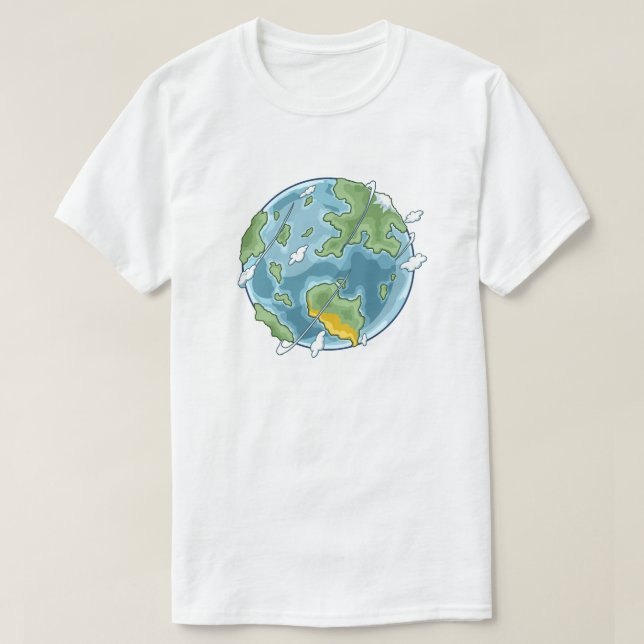 Cute Cartoon Planet Earth Eco-Friendly Illustratio T Shirt (Design framsida)
