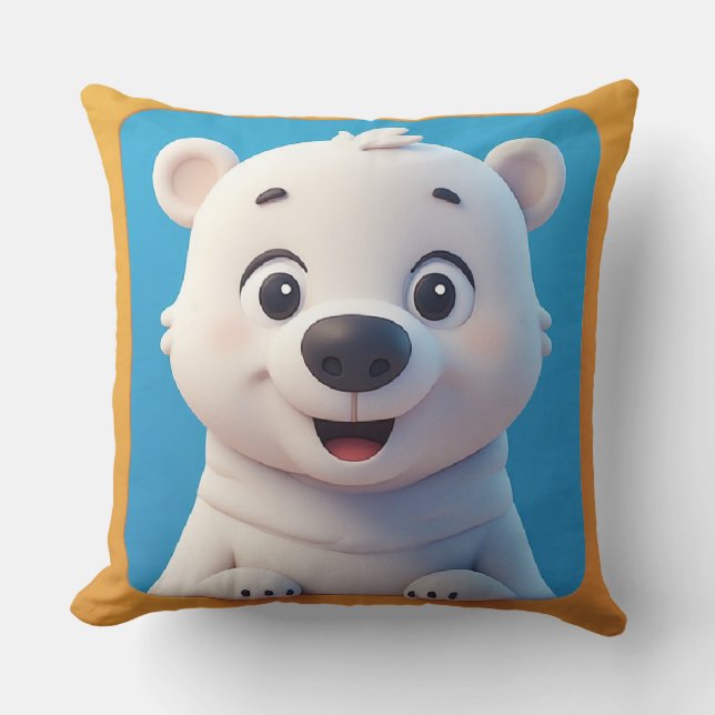Cute Cartoon Polar Bear Character  Kudde (Framsida)