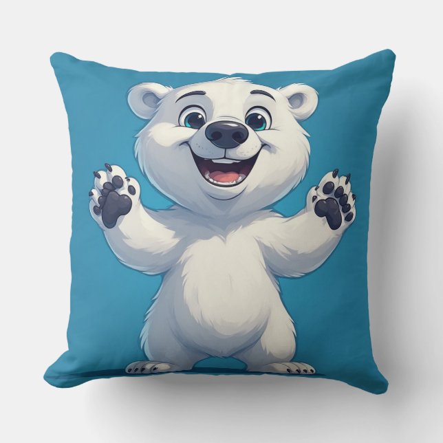 Cute Cartoon Polar Bear Character  Kudde (Framsida)