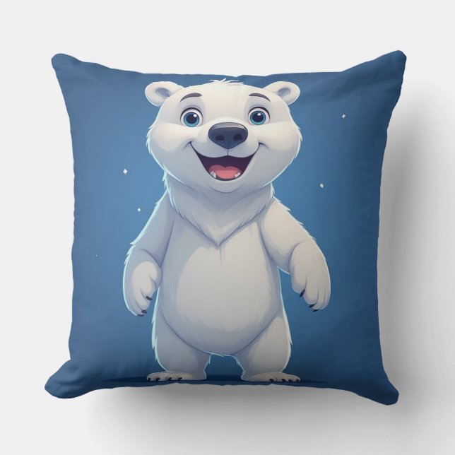 Cute Cartoon Polar Bear Character  Kudde (Framsida)