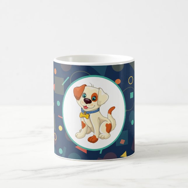  Cute Cartoon Puppy Geometric Magisk Mugg (Center)