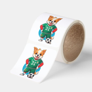 Cute Cartoon Puppy Soccer Player Fyrkantigt Klistermärke