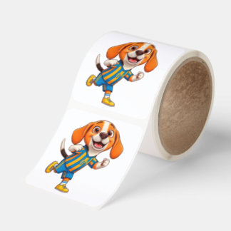 Cute Cartoon Puppy Soccer Player Fyrkantigt Klistermärke