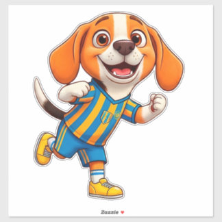 Cute Cartoon Puppy Soccer Player Klistermärken