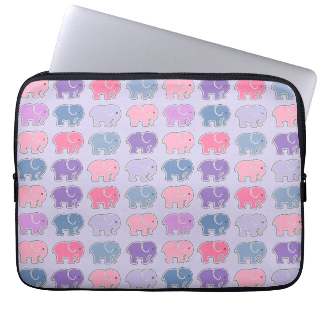 Cute Cartoon Purple Elephant Pattern Laptop Fodral (Framsidan)