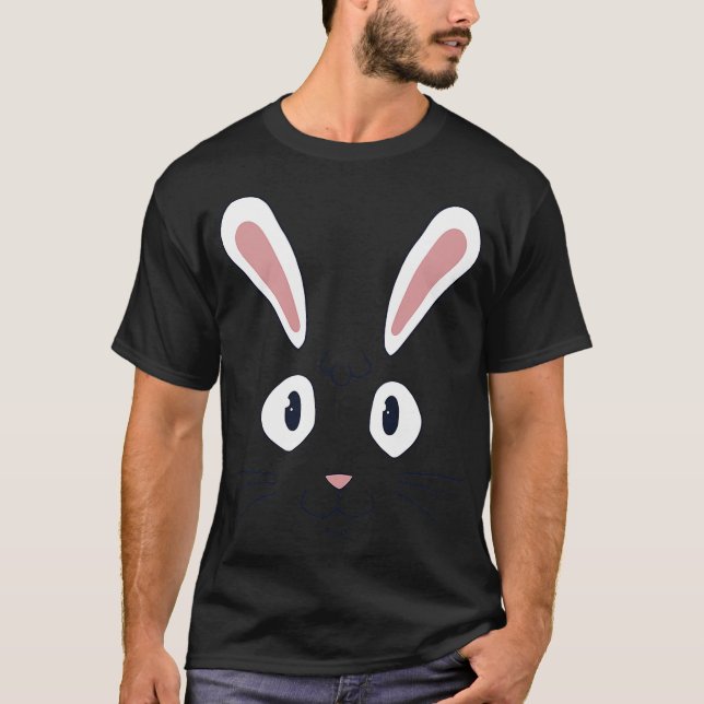 Cute Cartoon Rabbit Face Easter Bunny Costume T Shirt (Framsida)