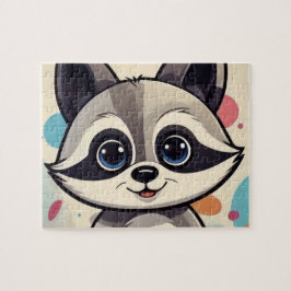 Cute Cartoon Raccoon Family Jigsaw Puzzle Pussel