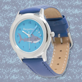 Cute Cartoon Shark Kid Blue Beginner Watch Armbandsur