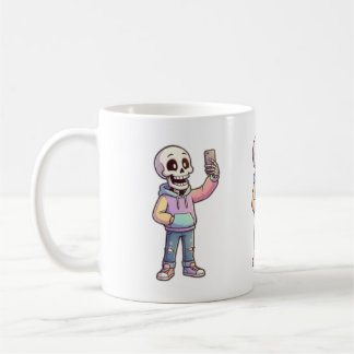 Cute Cartoon Skeleton Selfie - Full Body Trendy Ou Kaffemugg