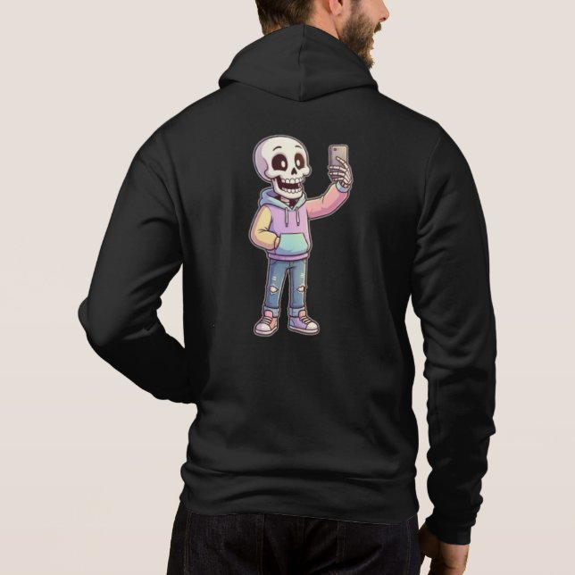Cute Cartoon Skeleton Selfie - Full Body Trendy  T Shirt (Baksida)