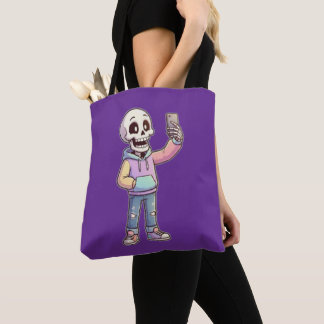 Cute Cartoon Skeleton Selfie - Full Body Trendy  Tygkasse