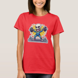 “Cute Cartoon Skeleton Weightlifter • Funny Gym Ba T Shirt