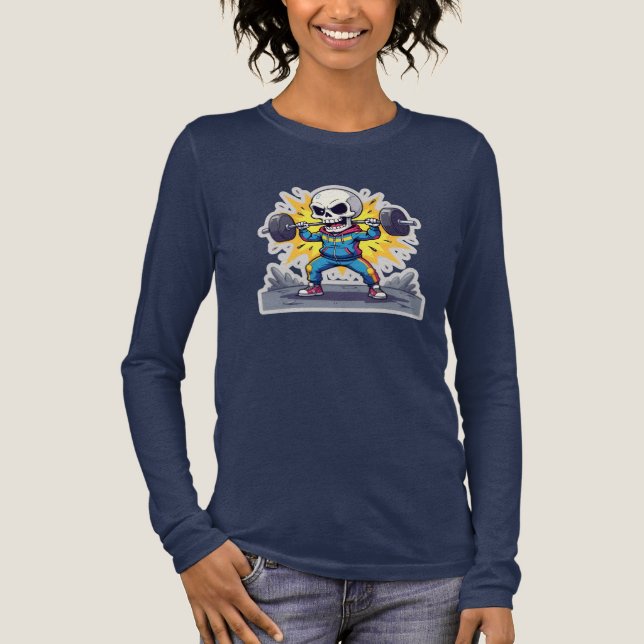 “Cute Cartoon Skeleton Weightlifter • Funny Gym Ba T Shirt (Framsida)