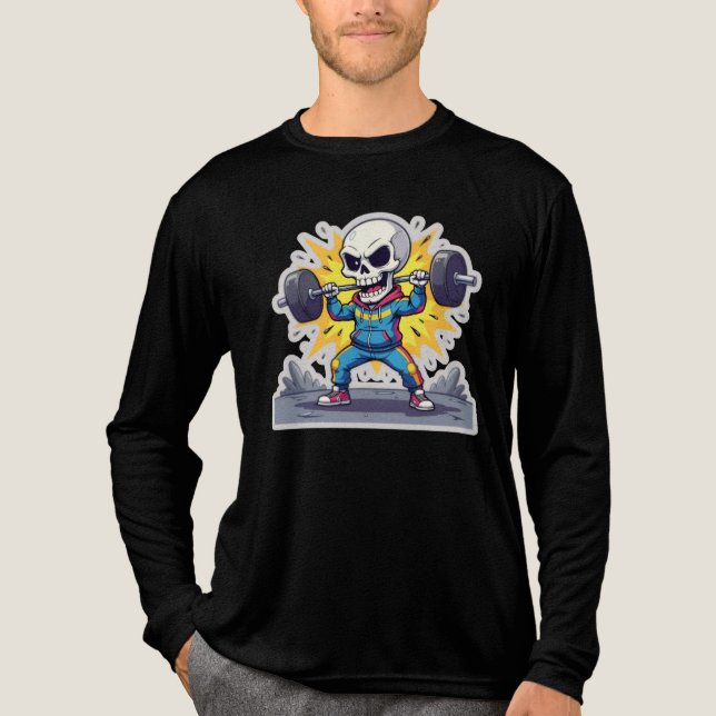 “Cute Cartoon Skeleton Weightlifter • Funny Gym Ba T Shirt (Framsida)