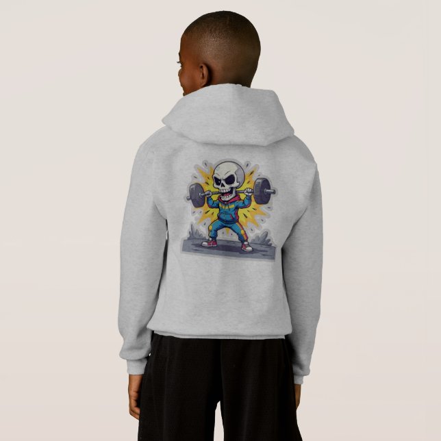 “Cute Cartoon Skeleton Weightlifter • Funny Gym Ba T Shirt (Hel baksida)